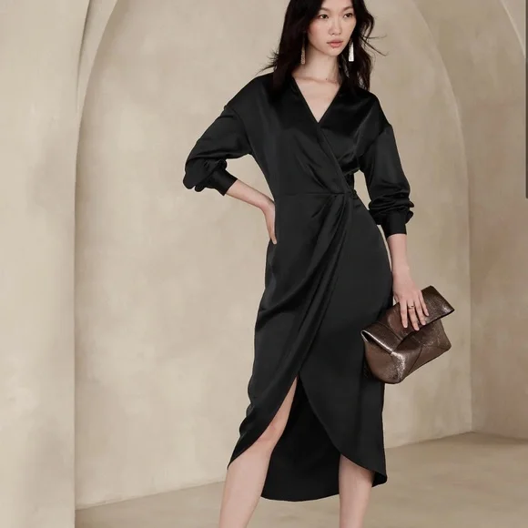 knee length dresses for ladies Botanical Print Collared Wrap Waist Midi Dress